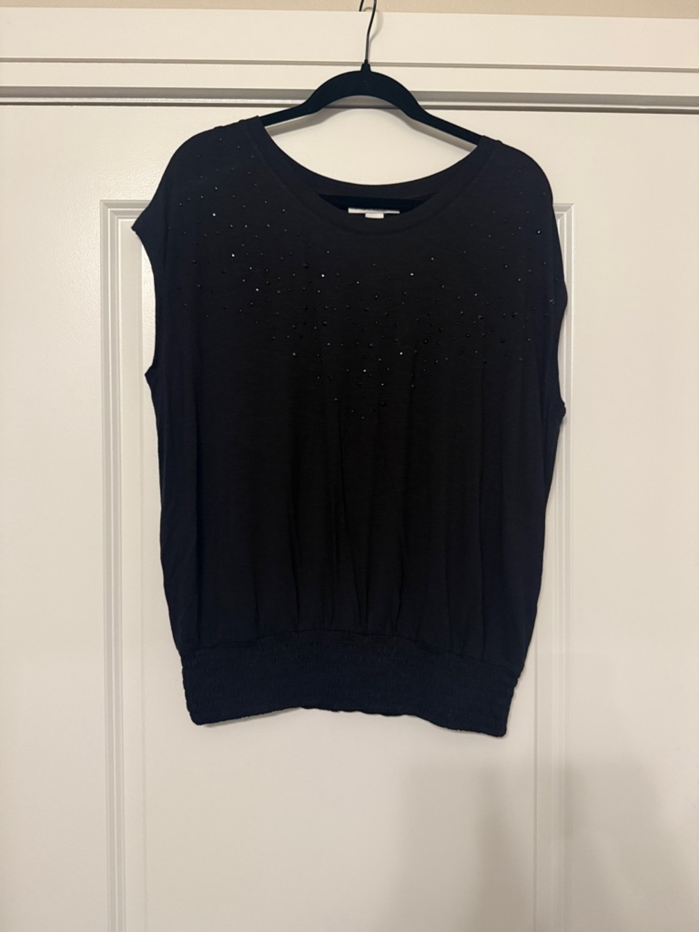 White House Black Market Black Short Sleeve Studded tshirt